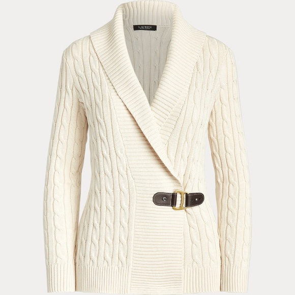 New! RALPH LAUREN Buckled Cotton Sweater Colour Mascarpone Cream - Picture 3 of 5